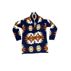 Lucky Brand Women Southwestern Aztec Shawl Collar Cardigan Sweater W/Pockets S